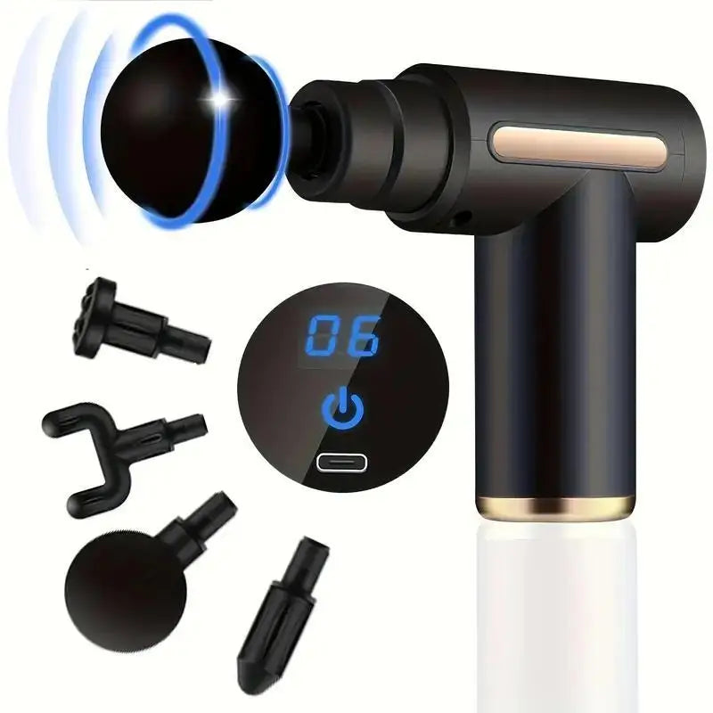 RecoverFit Percussion Massage Gun — 8 Heads, USB-C Rechargeable