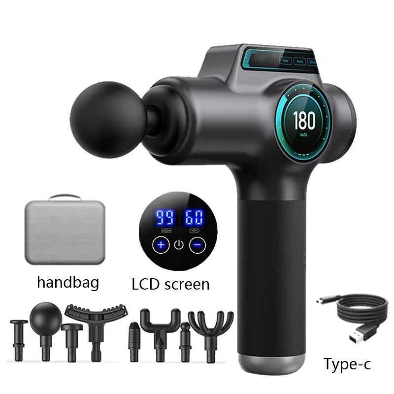 RecoverFit Percussion Massage Gun — 8 Heads, USB-C Rechargeable