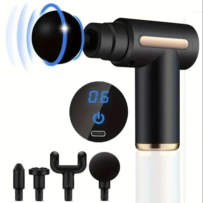 RecoverFit Percussion Massage Gun — 8 Heads, USB-C Rechargeable